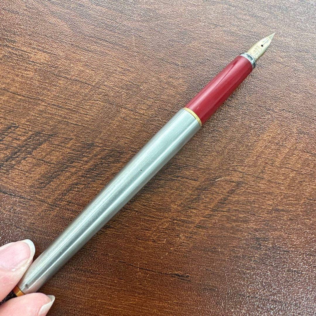 ★昭和レトロ★パイロット 万年筆 14K 585 F細字 レッド 赤天冠
