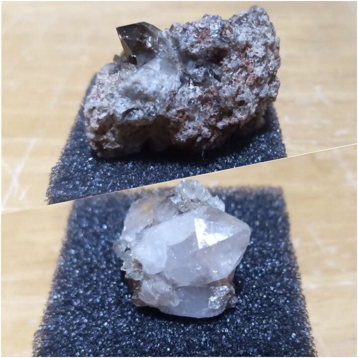 国産鉱物 天川村産 母岩付き水晶＆ 小豆島産 母岩付き水晶 ２個セット売り！！