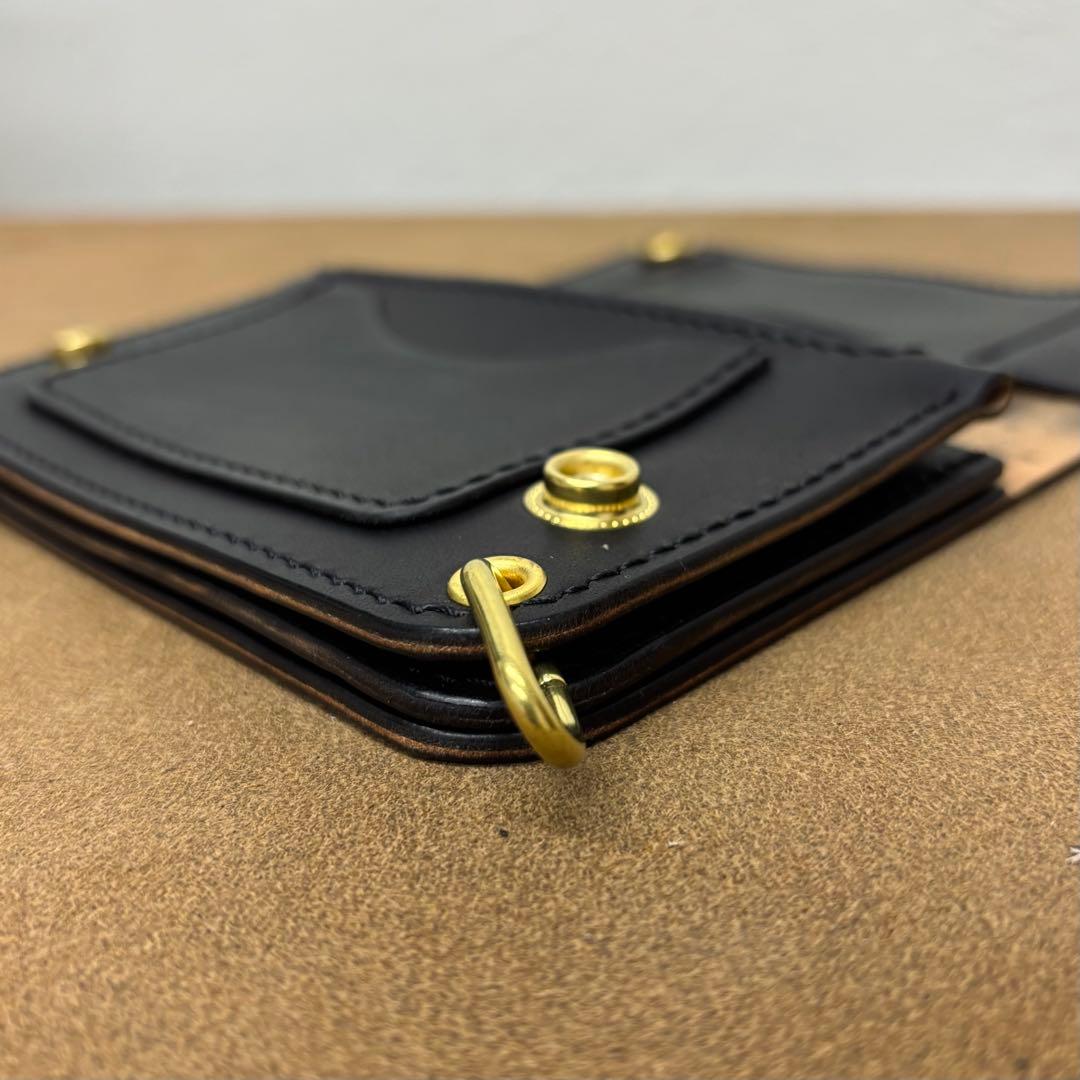 ホースバット　トラッカーウォレット　ミドル　焦茶　3層　guidi