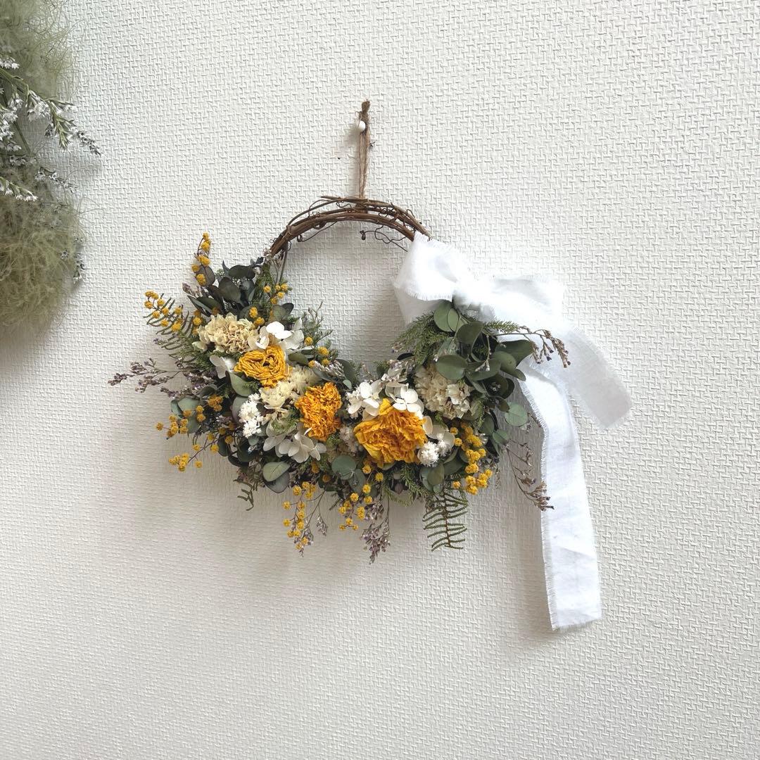 ♡ドライフラワー♡ラナンキュラスと紫陽花のハーフリース♡