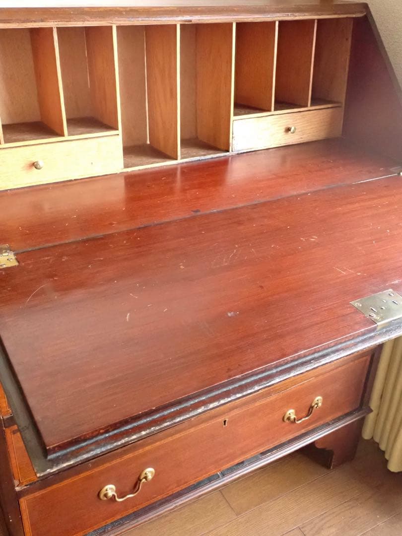 イギリス　アンティーク　ライティングビューロー　４段　英国　￥７００００購入品
