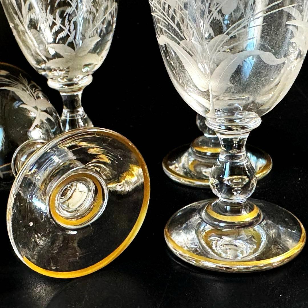BACCARAT オールドバカラ 金彩×エッチング リキュールサービスセット