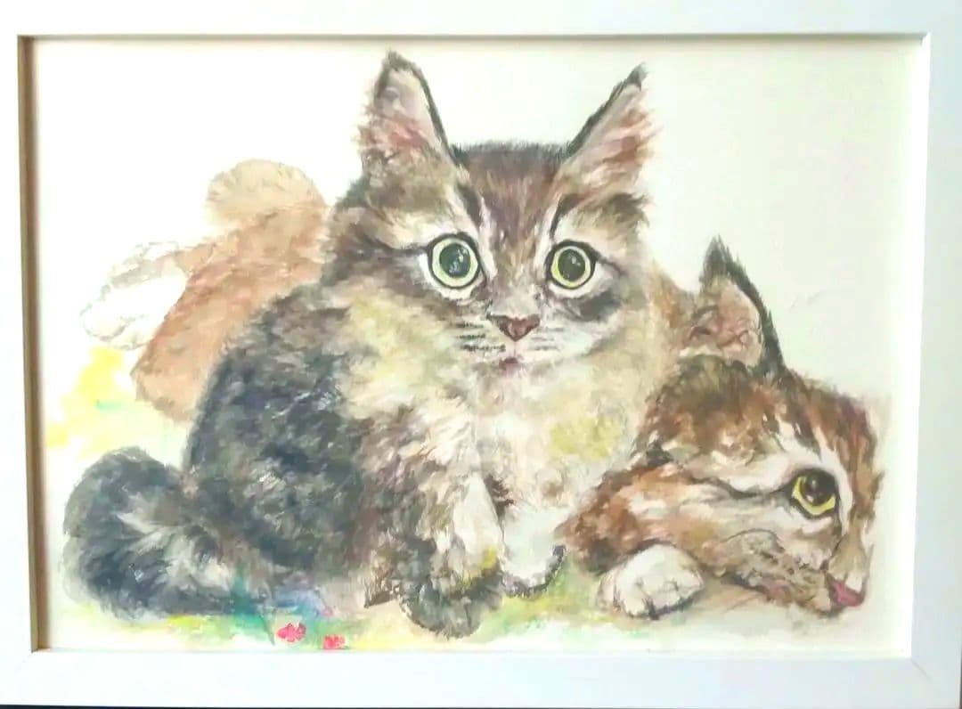 水彩画 原画 猫