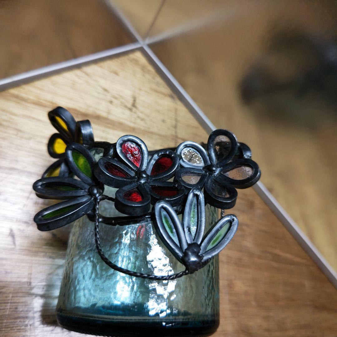 ハンドメイド ステンドグラス 花瓶 小物入れ