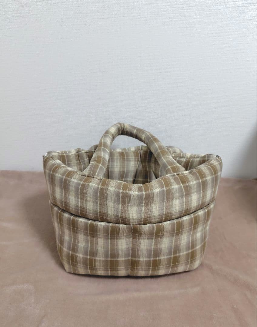 APERTY　wide bag tartan brown　S　キャリーバッグ
