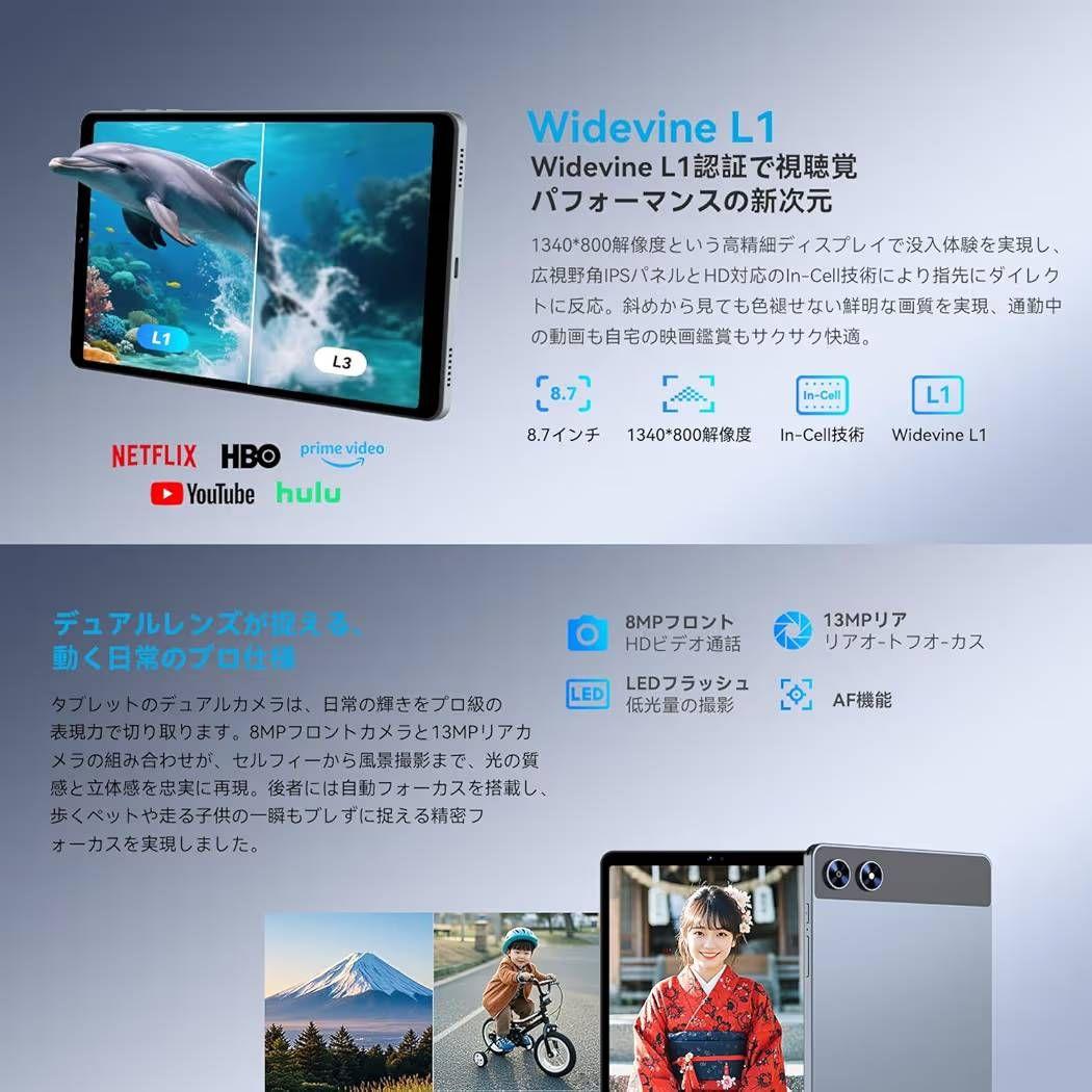 タブレット8.7インチ
