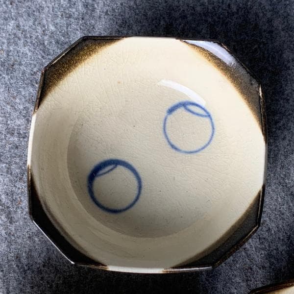 京焼帯山角切手塩皿3枚[B34395]
