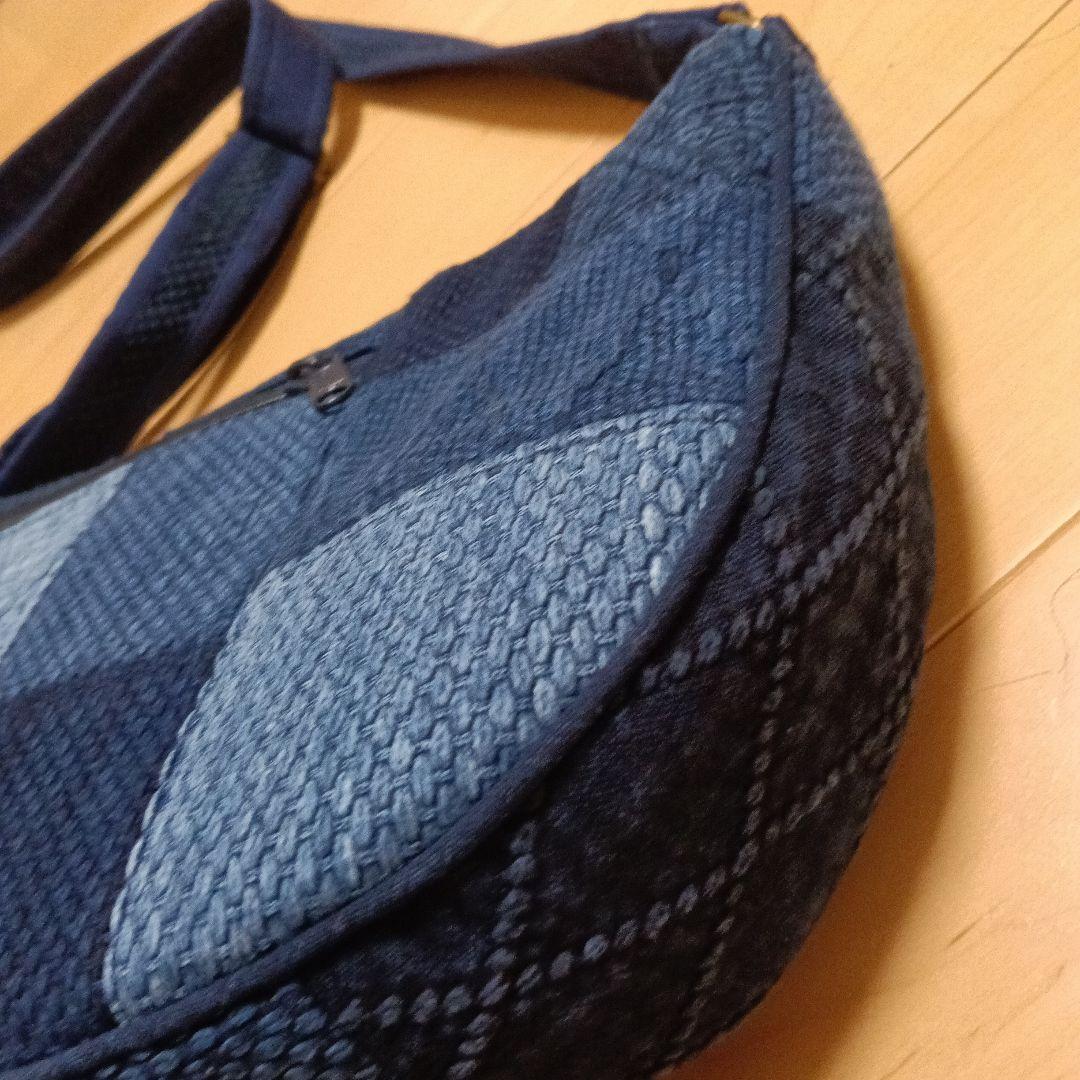古布　藍染木綿二重剣道着　ショルダーバッグ　ハンドメイド　剣道着リメイク