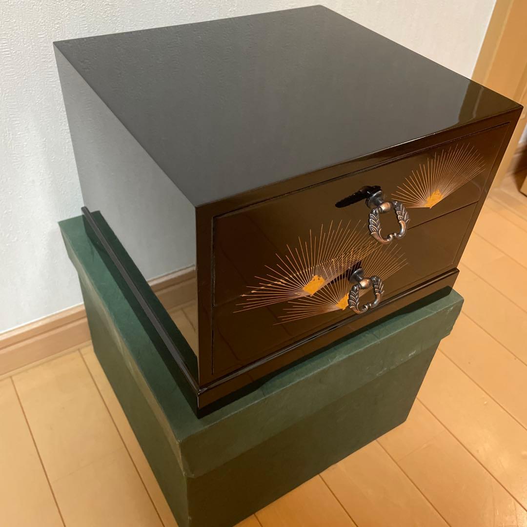黒漆塗り２段引き出し　新品未使用