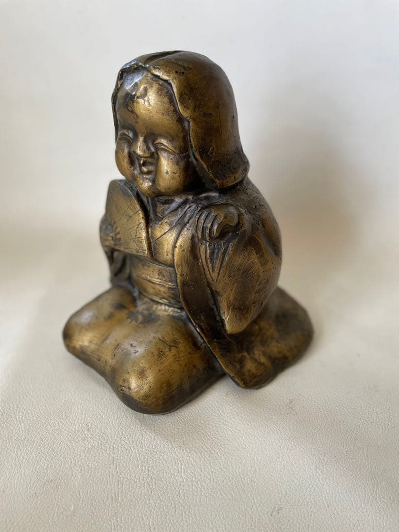 お福さん おかめ お多福 裏絵あり 春画人形 縁起物 非鉄金属？ 中古品