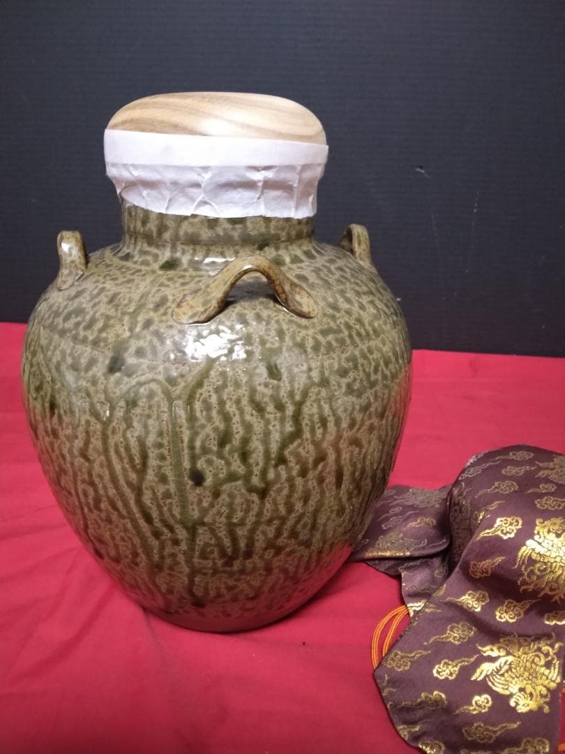 茶道具　　丹波　 清水窯　 四つ耳茶壷　 飾網紐 　紐3本 口紐付