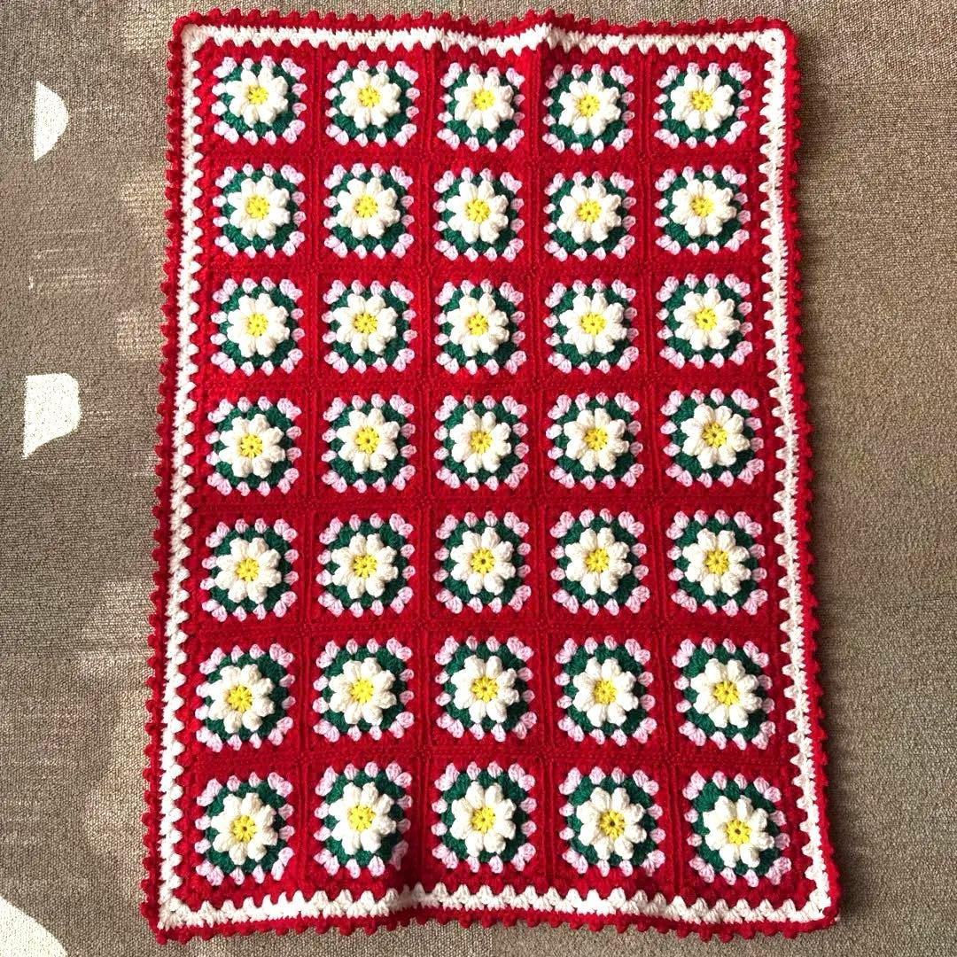【ハンドメイド】モチーフ編み ブランケット☆2409