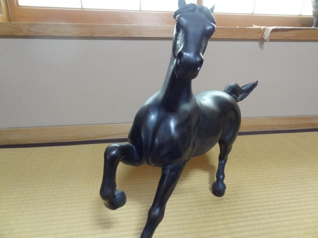 青銅製　馬置物　在銘　縁起物　ブロンズ像　干支置物　オブジェ　重量約13.7㎏