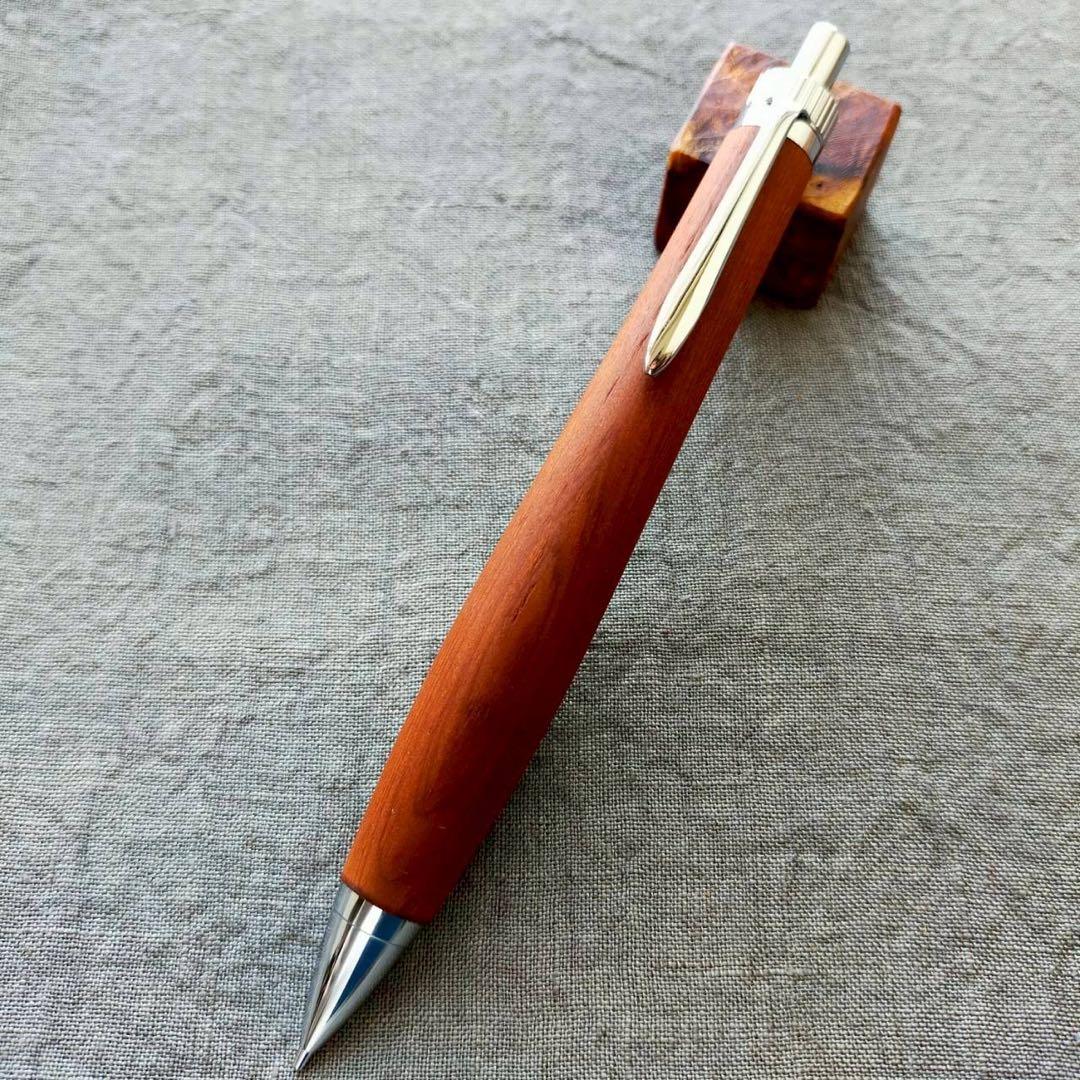 サイプレス　チリ杉　ハンドメイド　木軸シャープペン　0.5mm　天然木　シルバー