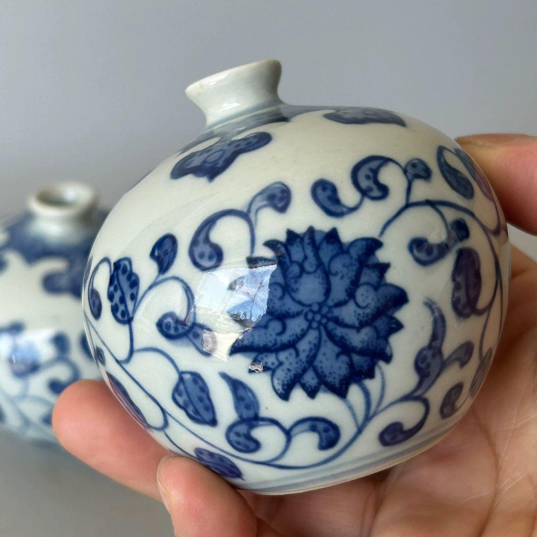 青花纏枝蓮華瓶 景徳鎮 陶磁器 装飾品 現代工芸品 美術品 置物