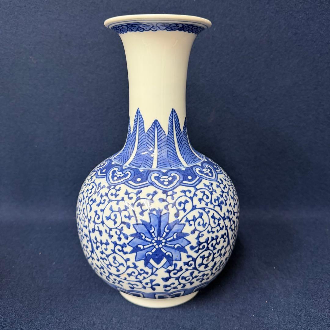 景徳鎮製 花器 花瓶 時代 古玩 当時物 旧家 蔵出 骨董品 高さ約29cm