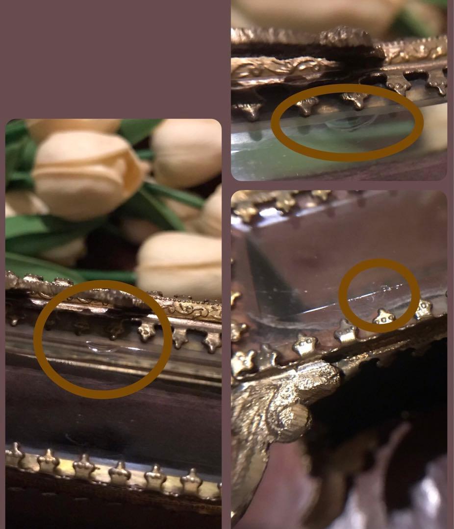 ヴィンテージ ベベルガラス　レクタングルガラスボックス