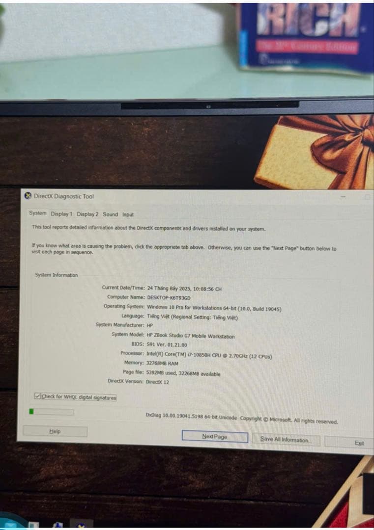 Windowsノート本体 HP ZBookStudioG7 i7-10850H SSD512GB/32GB