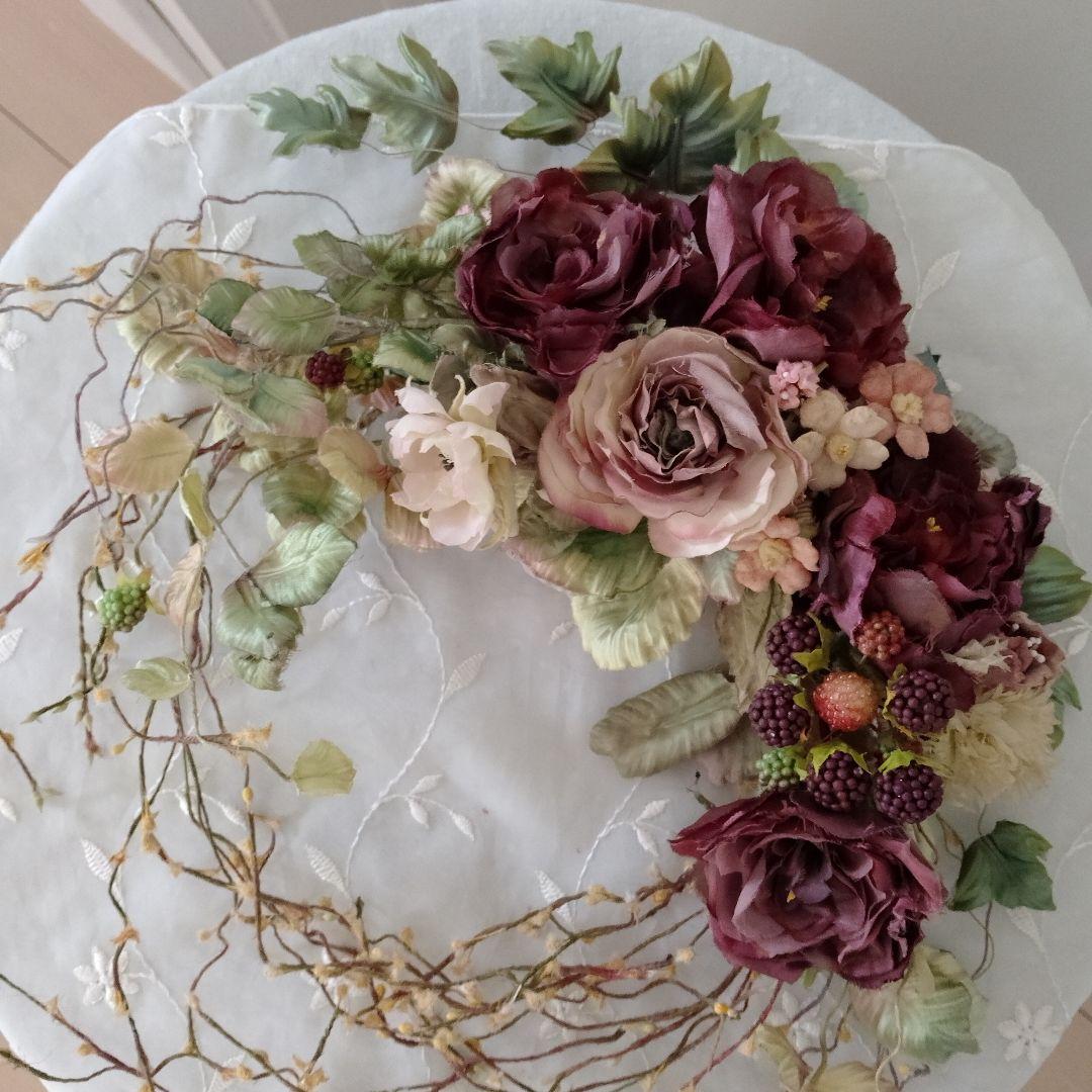 布花作品♡薔薇♡壁掛け♡ アンティーク