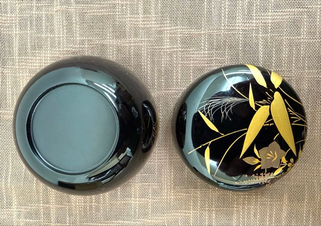 北村葵春　秋草蒔絵中棗　共箱　茶器　茶道具　中古品