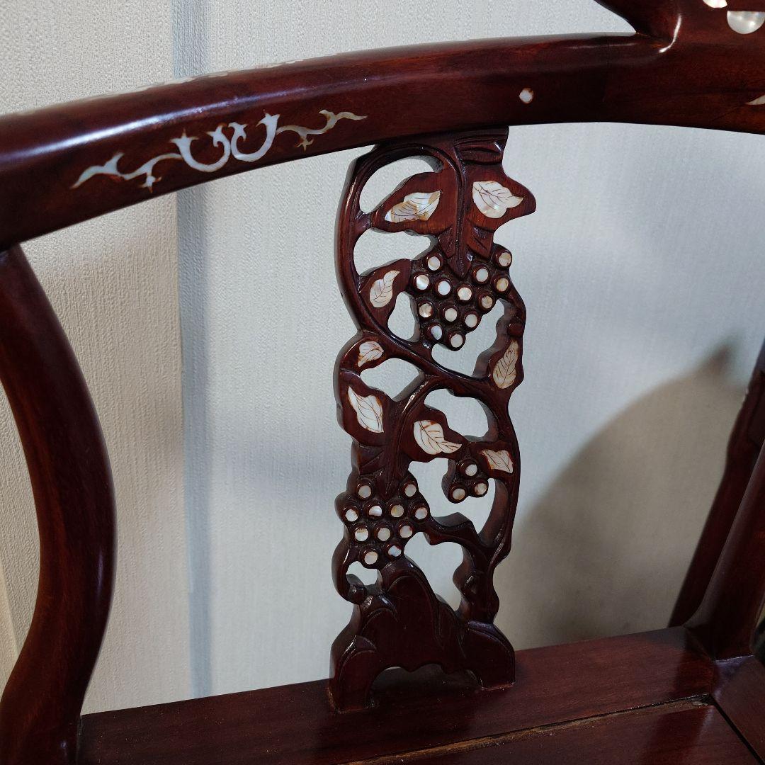 螺鈿細工 木製家具　唐木調家具　椅子　アジアン家具　美品