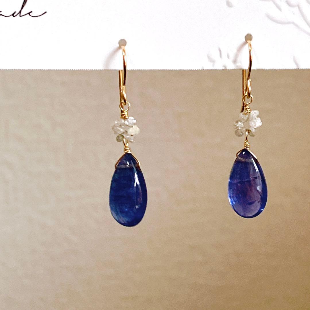 Kaya◆大粒タンザナイト×ホワイトダイヤモンドピアス✧14kgf
