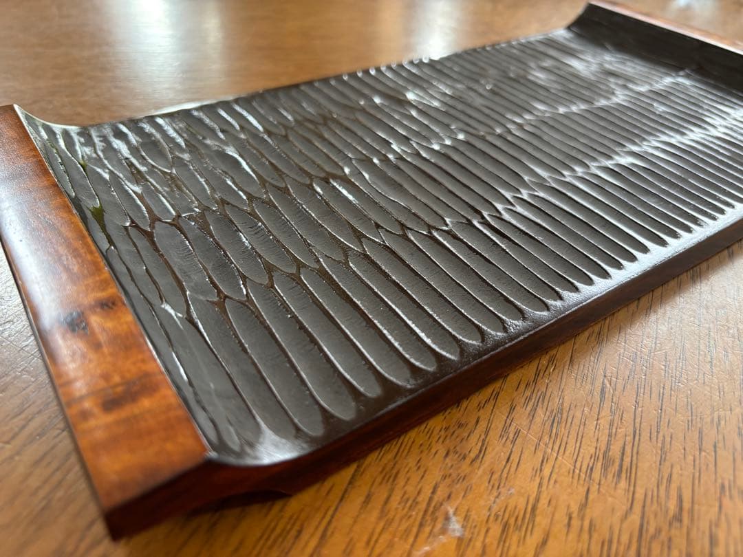 【新品|讃岐彫】象谷塗 お盆 トレイ 5枚セット 鑿目 菓子器 香川漆器 民藝