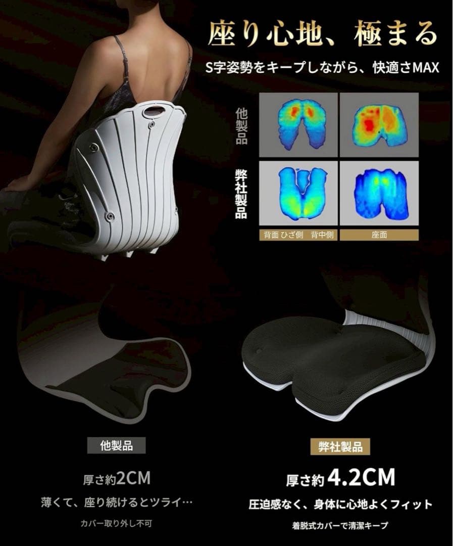 姿勢矯正椅子 骨盤サポート 腰痛対策 高反発クッション 背筋矯正 デスクワーク