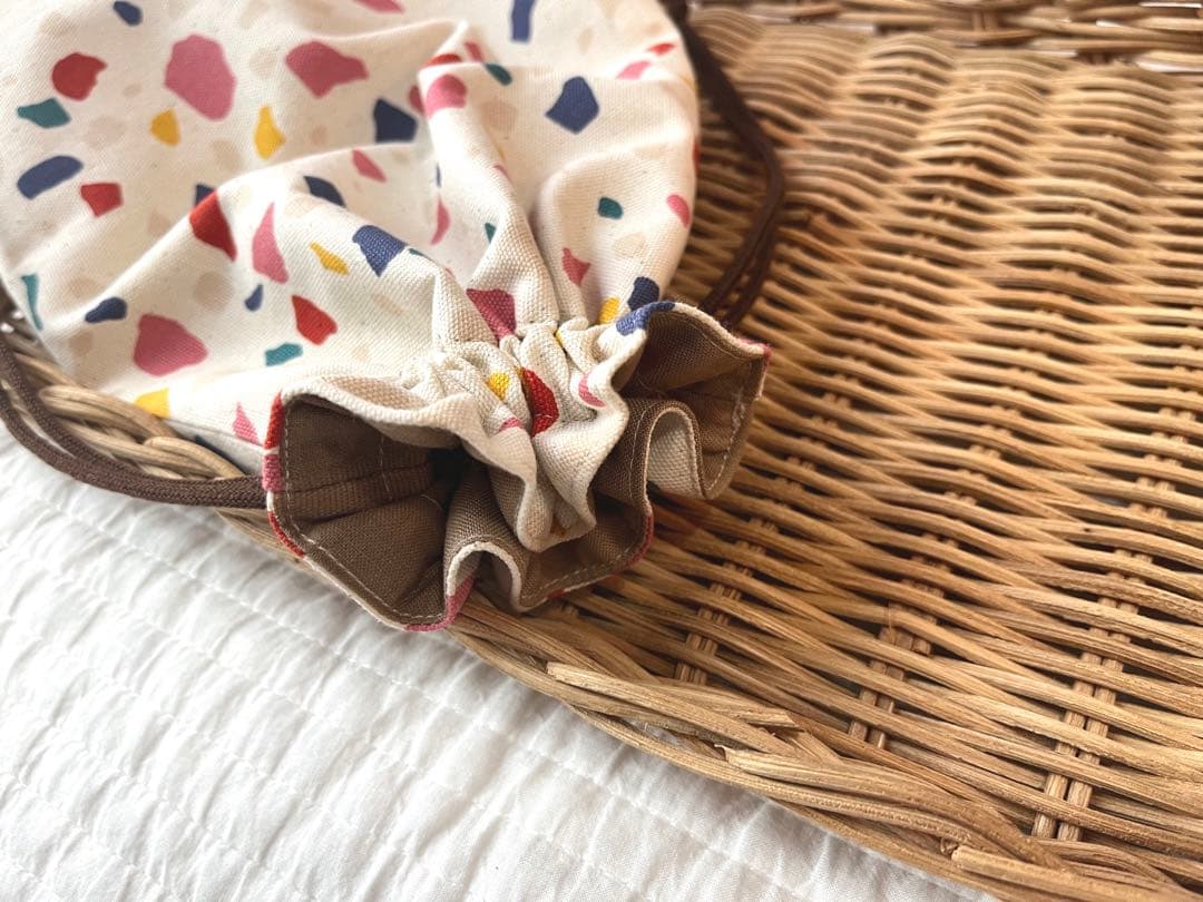 専用★SALE✳︎母made品✳︎巾着  テラゾー柄　コップ袋などに♪