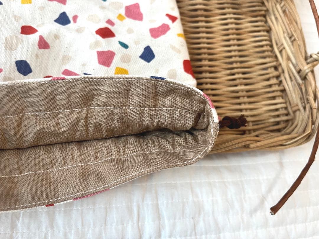 専用★SALE✳︎母made品✳︎巾着  テラゾー柄　コップ袋などに♪