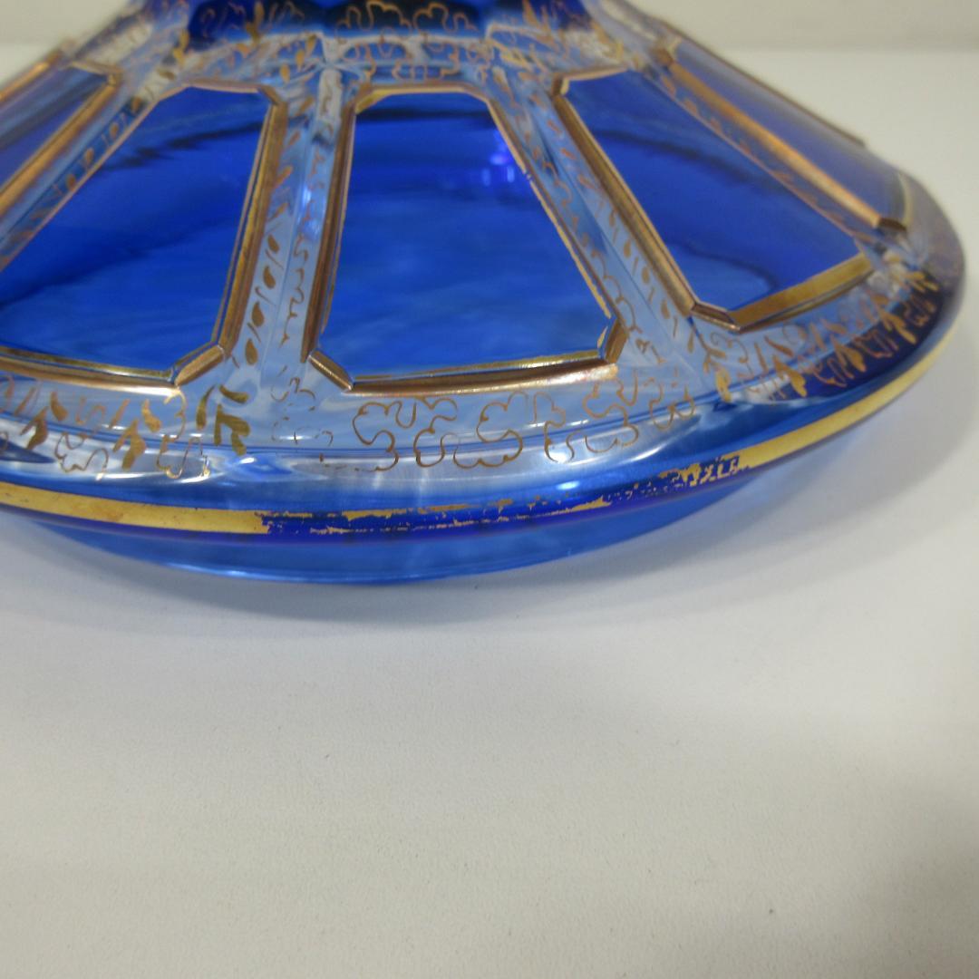 Egermann 青いガラス 蓋付き器