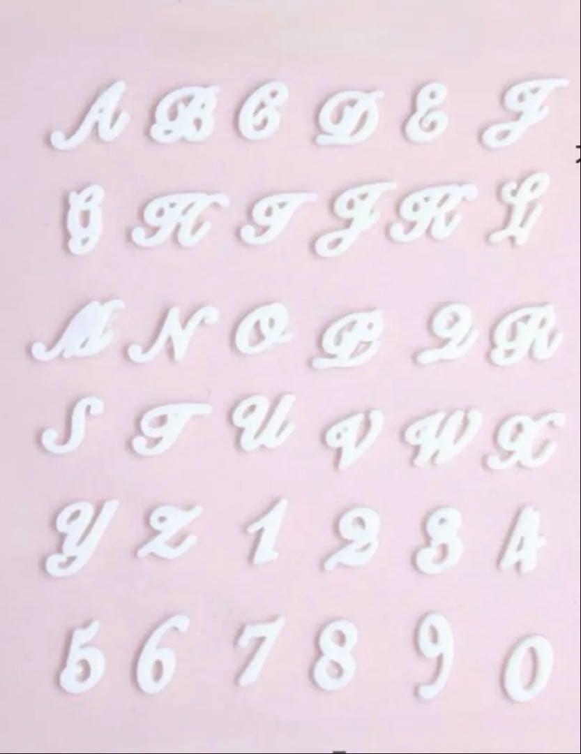 ネイルパーツ イニシャル 筆記体 数字 クロム クロス