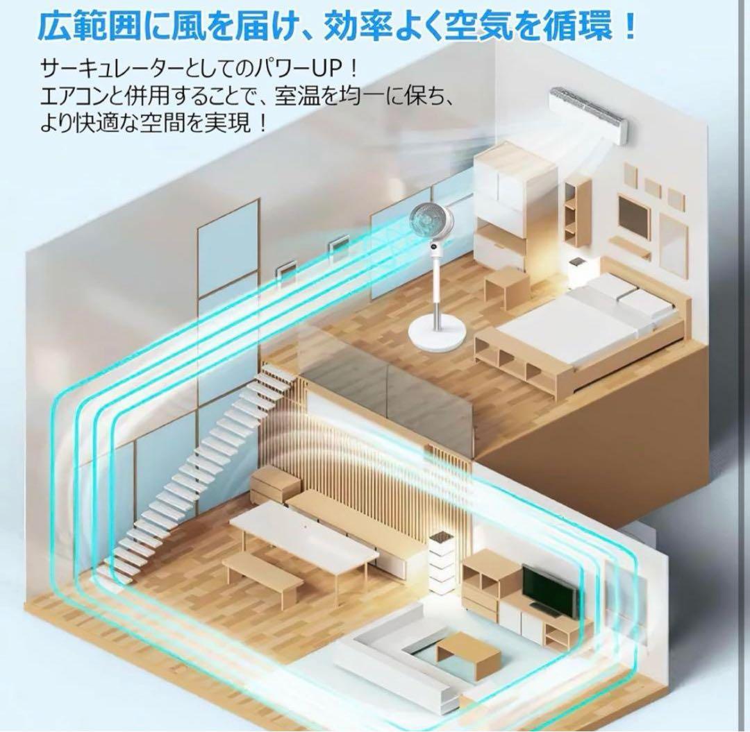 サーキュレーター DCモーター 360度全自動首振り 高さ調整可能 静音強風