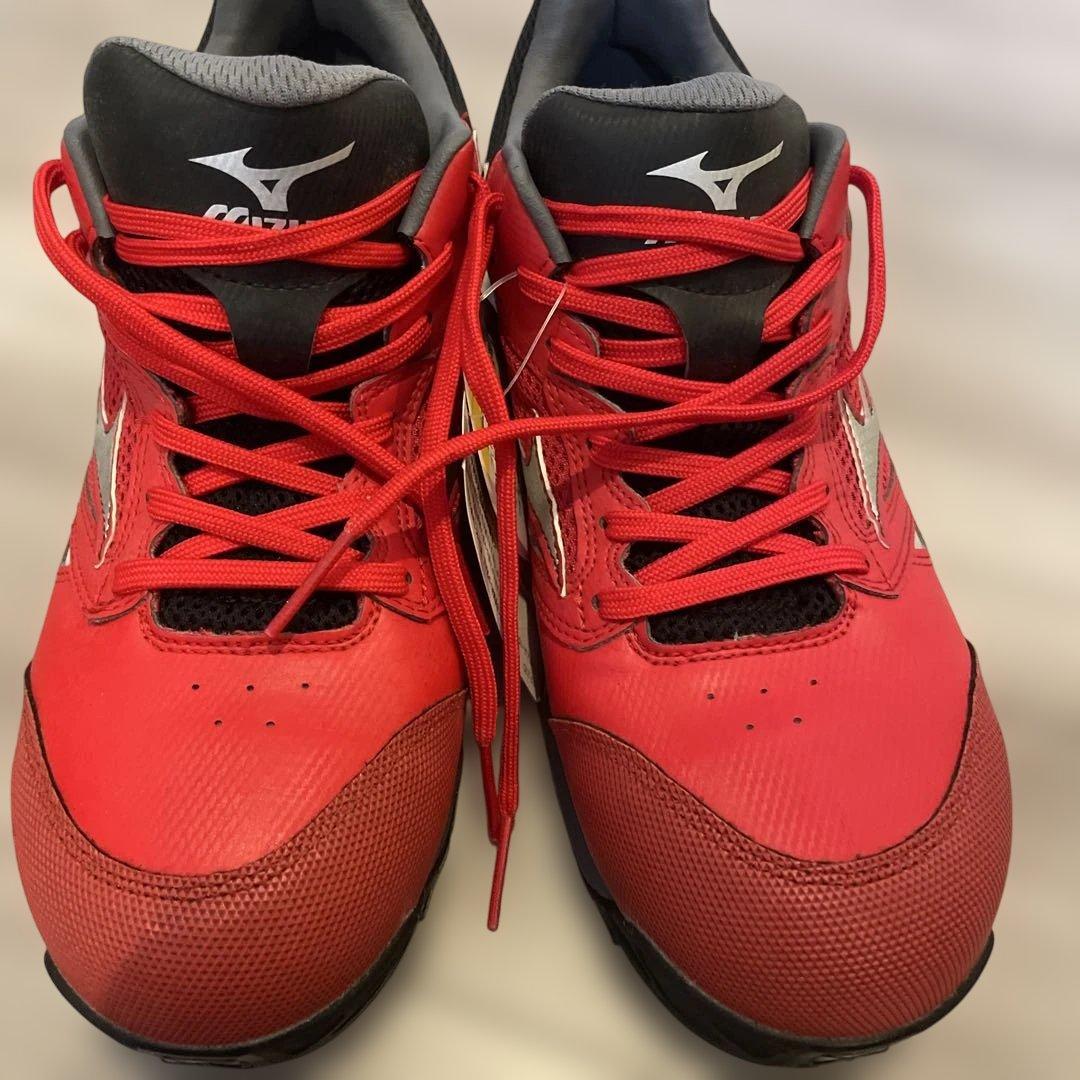 新品未使用品 Mizuno 安全靴 レッド 25㌢