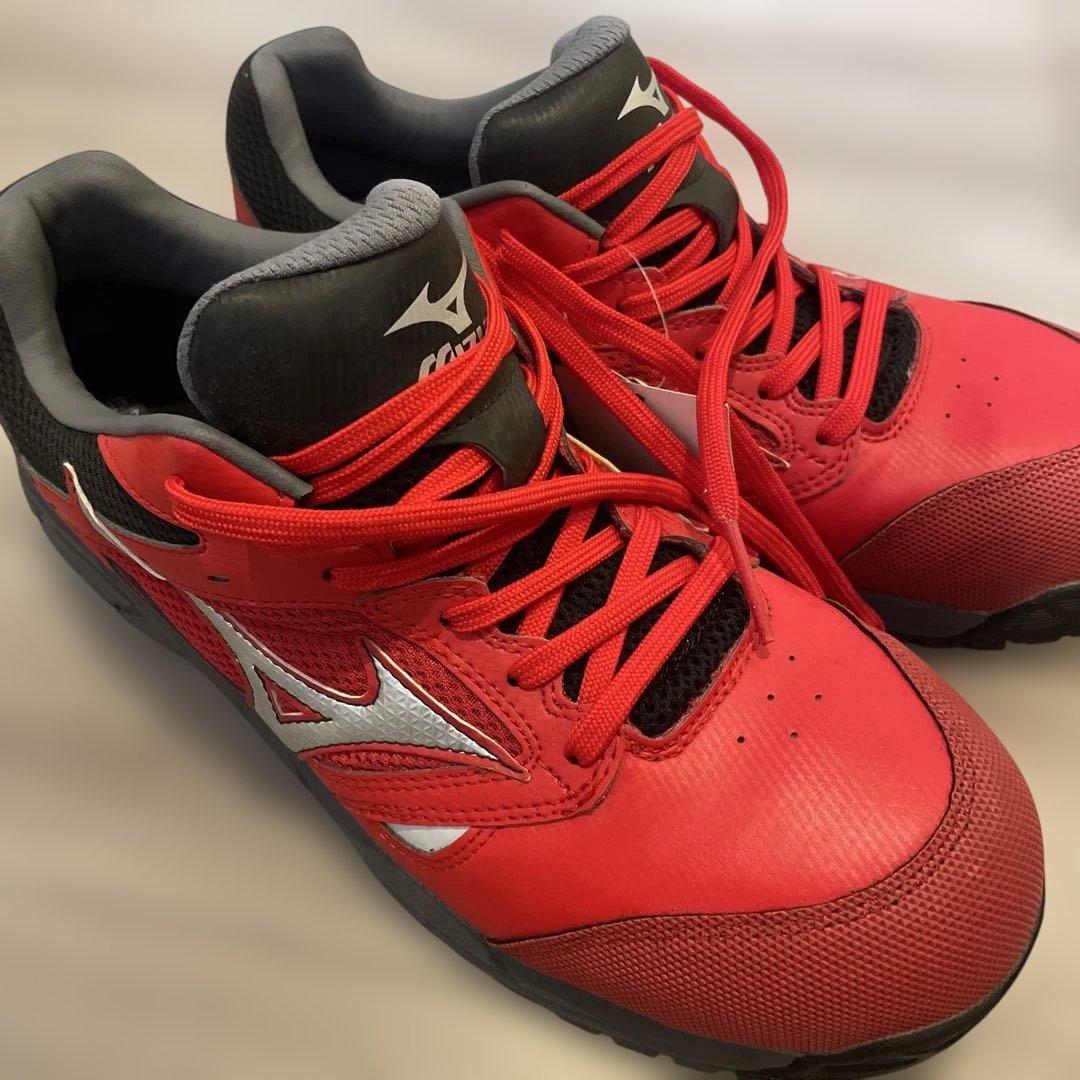 新品未使用品 Mizuno 安全靴 レッド 25㌢