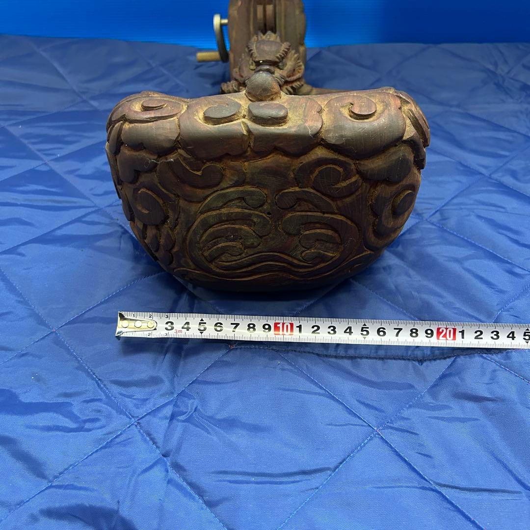 龍*ん様 蔵出品① 木彫り 龍 墨壺 すみつぼ 墨壷 墨つぼ 工芸品