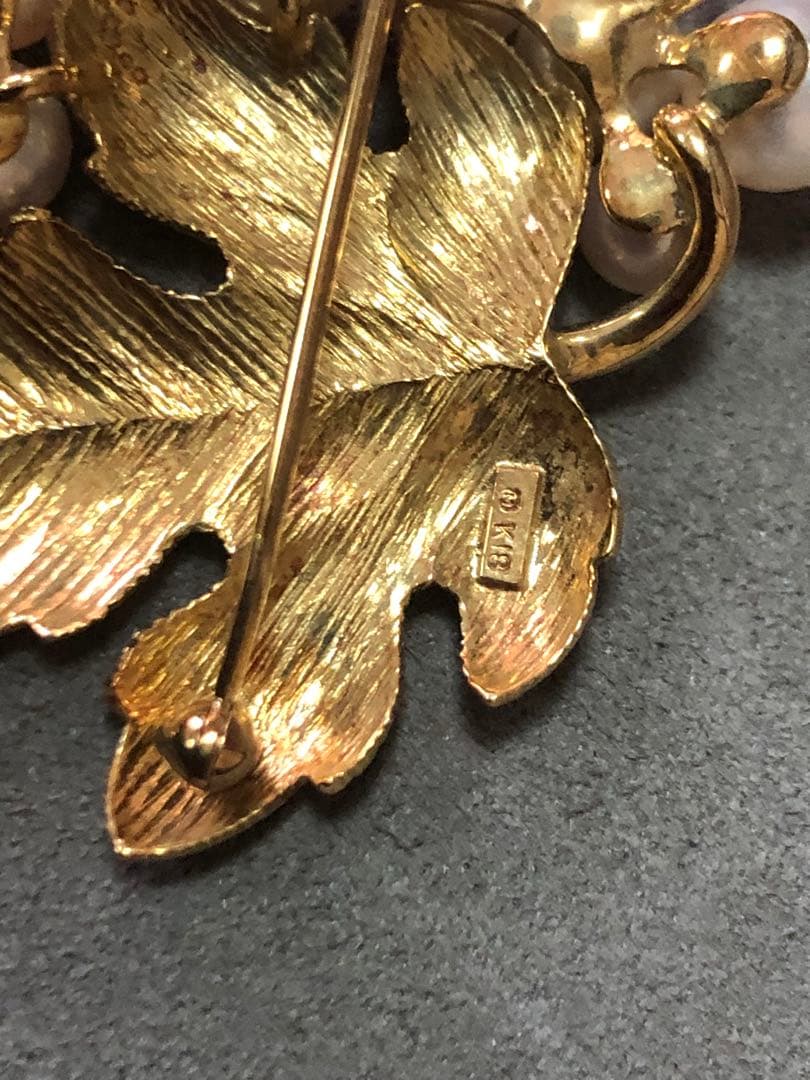 18金ミキモトパールブローチ　ダイヤ付き