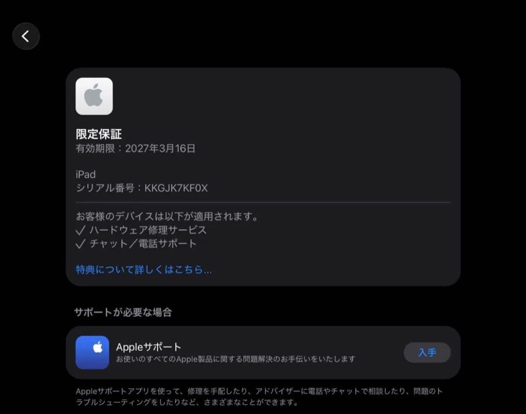【極美品】iPad A16 第11世代 128GB Wi-Fi 充電回数1回