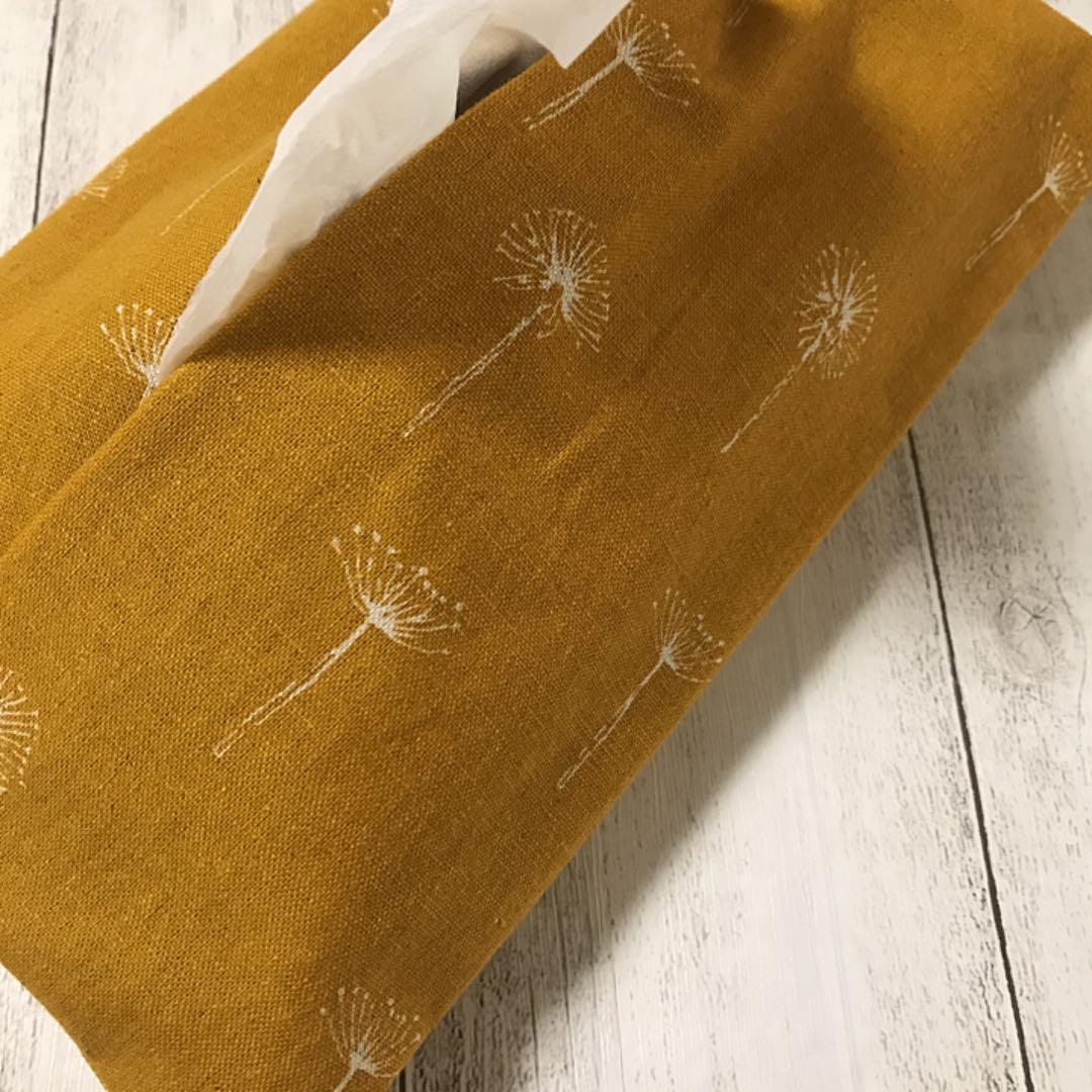 ハンドメイド＊ ボックスティッシュカバー　　　　　　　　　　　ハーフリネン綿毛