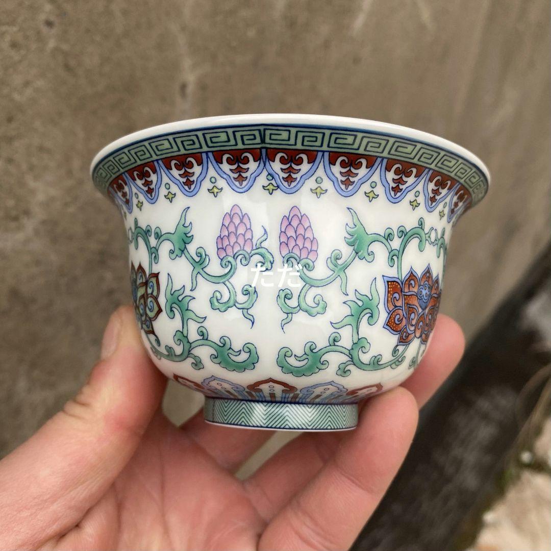 中国茶器 景徳镇 纏枝蓮元辰三才蓋碗 蓋付き茶器 飲茶食器 煎茶具 未使用品