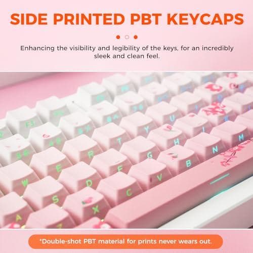 DAREU EK75PRO メカニカルキーボード 無線 桜/ピンク テンキDXT
