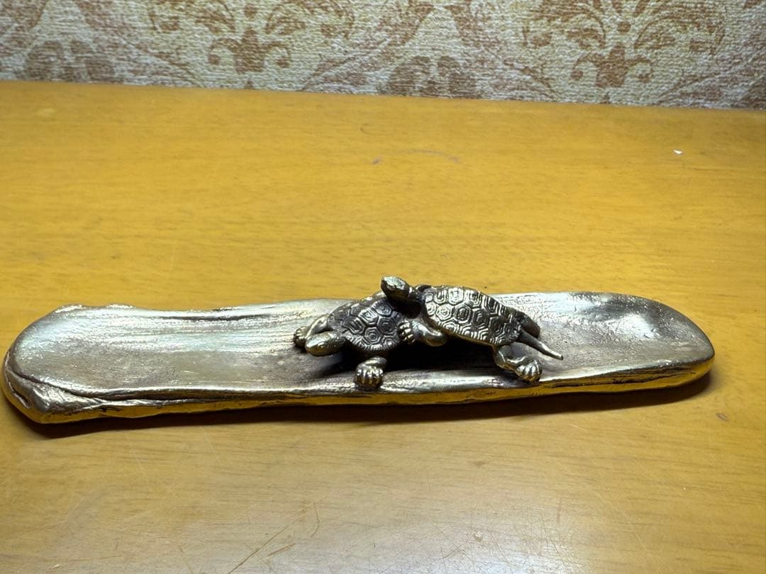 カメの彫刻 金属製置物文鎮工芸品 アンティ ーク 骨董品