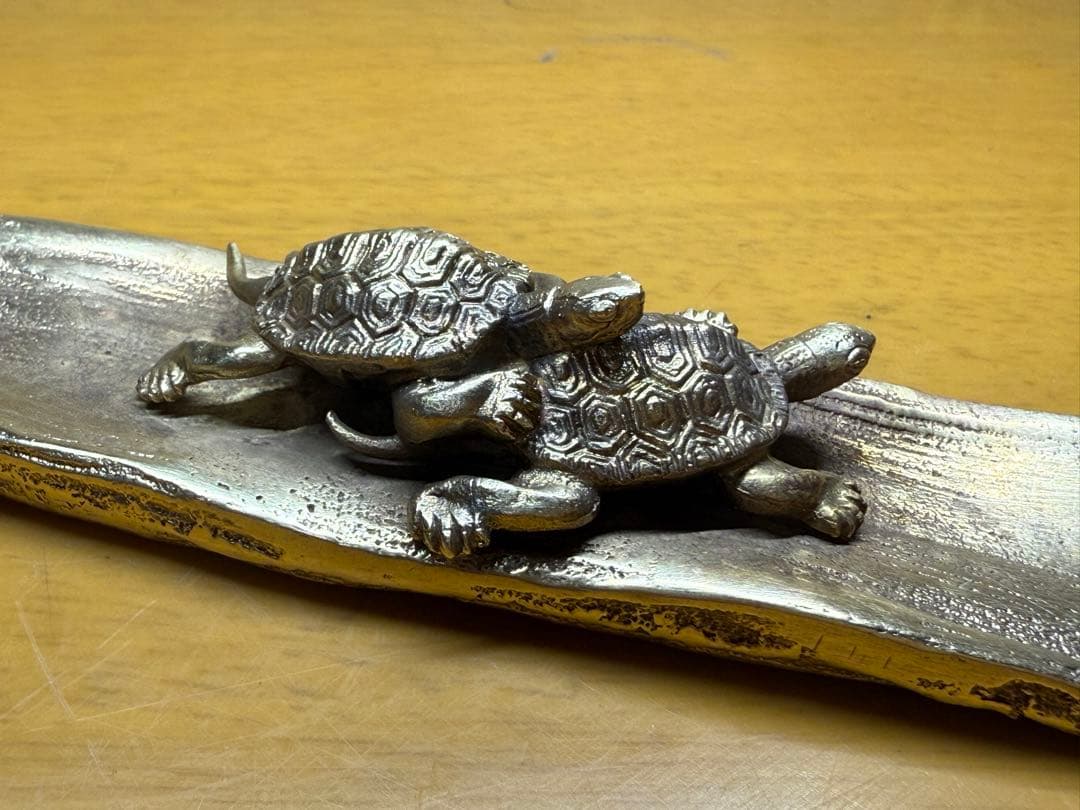 カメの彫刻 金属製置物文鎮工芸品 アンティ ーク 骨董品