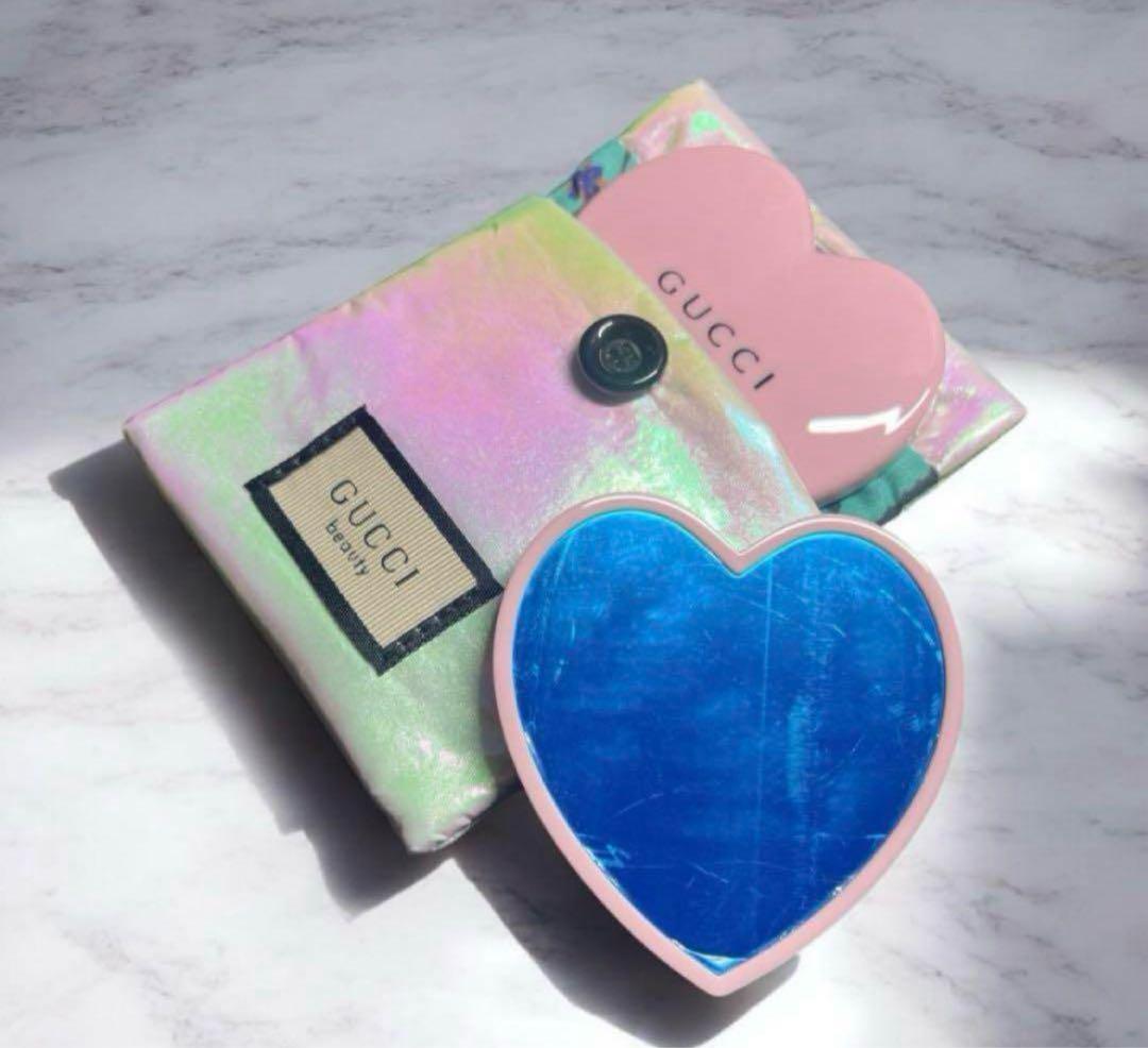 【ピンク】×2個　GUCCI コンパクトミラー　ハート型　ノベルティ