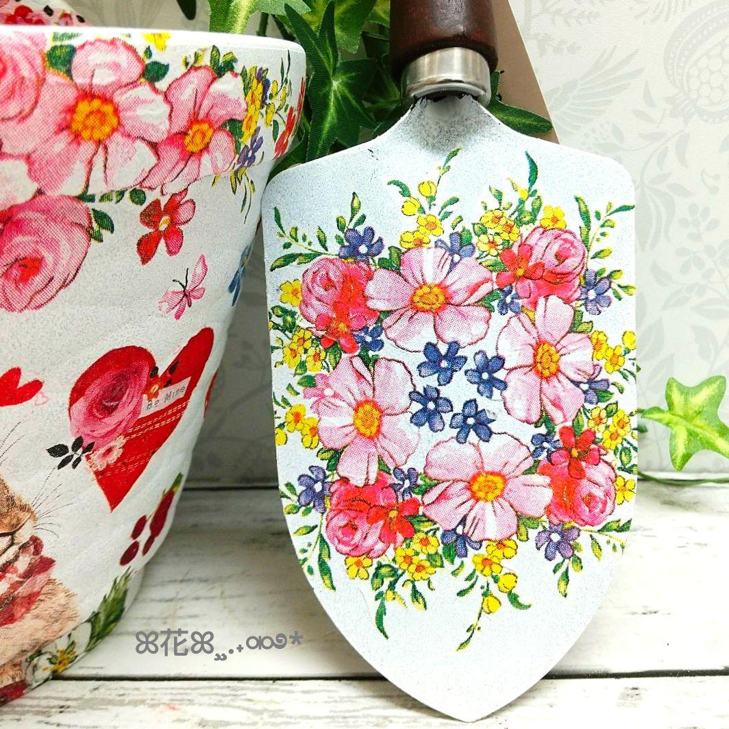 デコパージュꔛ‬ꕤガーデン雑貨♡スコップ ♡うさぎ薔薇 ♡リメ缶♡インテリア