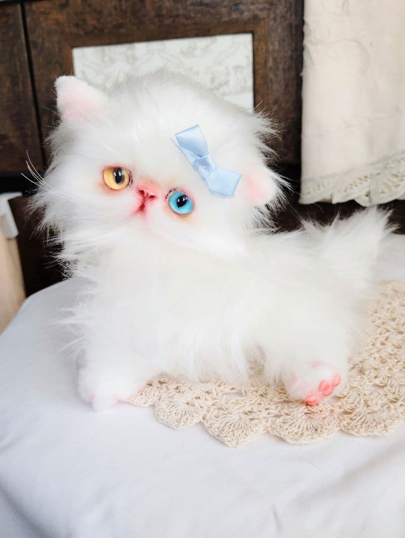 オッドアイ♡エキゾチック双子の子猫ちゃん♡アートドール♡ぬいぐるみ♡