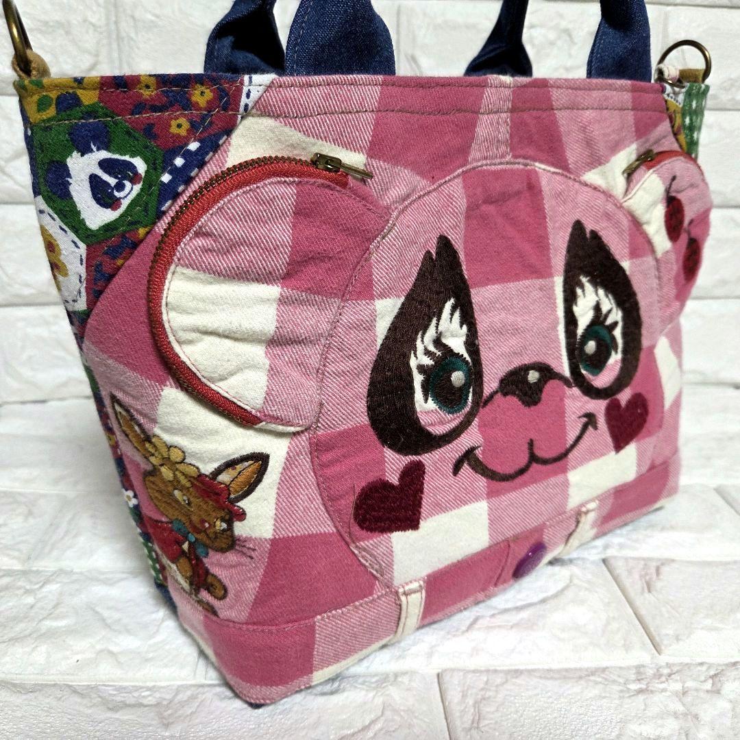 921 デニム＊リメイク＊パンダ＊バッグ＊トートバッグ
