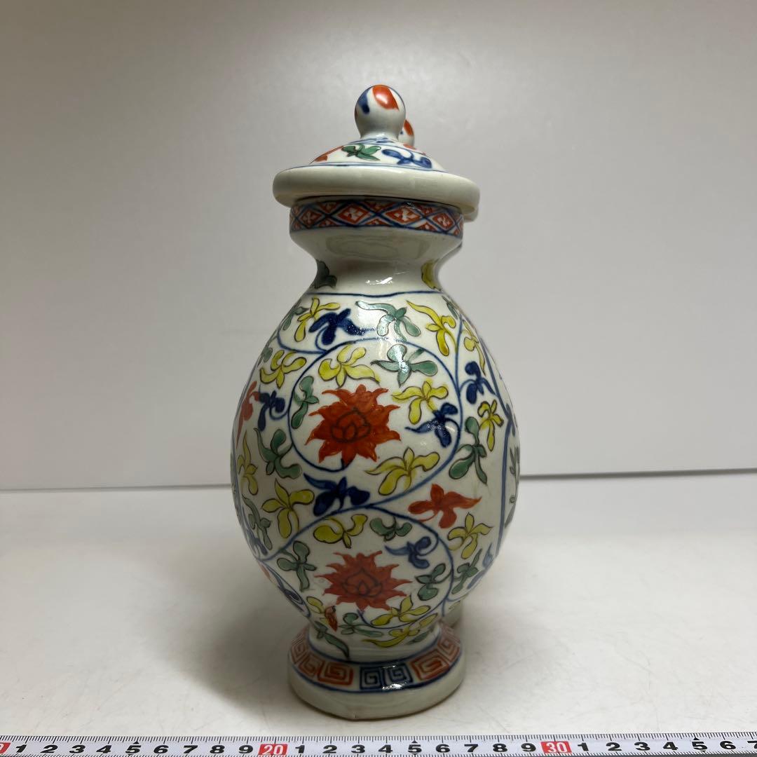 中国美術大明萬暦年製 萬歴赤絵蓋物 h25.5cm 東キ8-0307① タサオサ