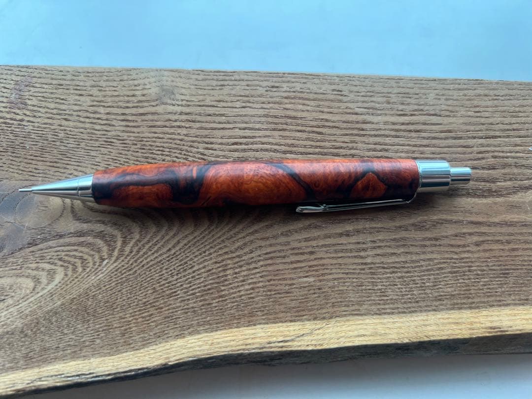 【新品・未使用・極上杢】特上 本カリン瘤紅白　クラフトエー　シャープペンシル