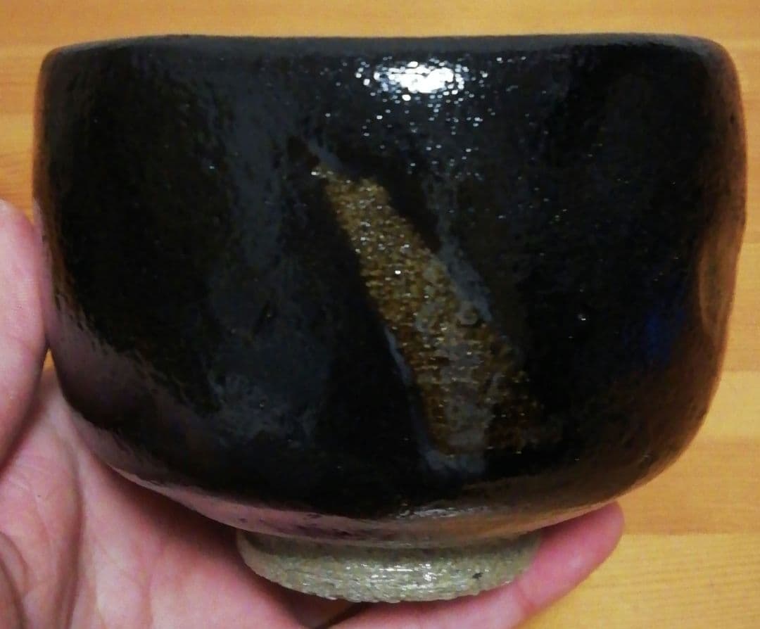 西森静楽作　黒楽　ノンコウ写　千鳥　茶碗　共箱　栞付　茶道具　C